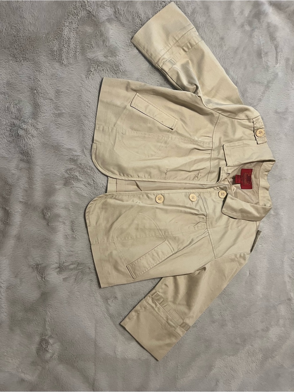 Paris Blues Cream Cropped Button Jacket